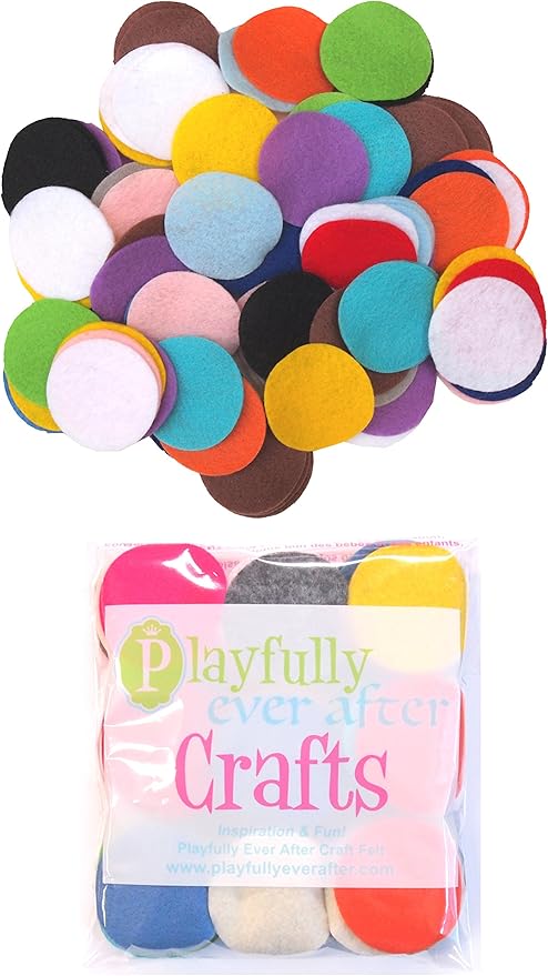 Playfully Ever After Mixed Color Assortment of Craft Felt Circles (2 Inch - 100pc)