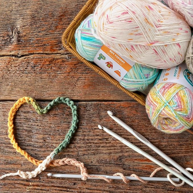 2 Pack Wool Blend Yarn, 2x3.5oz / 285yds, #3 DK, 20% Wool 80% Acrylic, Variegated, Single-Ply Soft Crochet & Knitting Wool Yarn for Sweaters, Scarves, Hats (Petal Whisper)