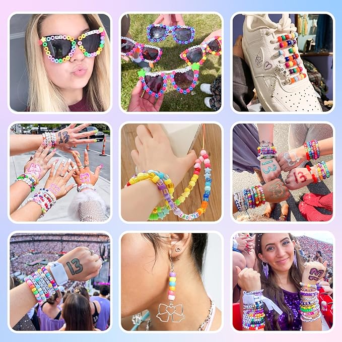 2400pcs Pony Beads 72 Colors 9mm Friendship Bracelets Making Kit, Rainbow Kandi Beads Bulk Letter Beads for Name Bracelets Jewelry Making Crafts with Elastic String