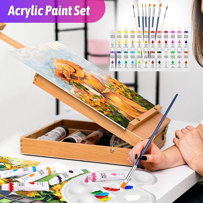 iBayam Art Supplies, 195 Pack Art Set Drawing Kit for Adult, Arts and Crafts Painting Kit, Art Kits Paint Set with Acrylic Pad, Sketchbooks, Watercolor Pad, Canvases, Gift Box
