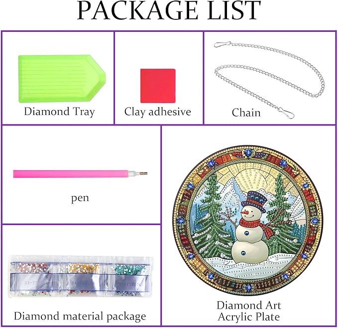 Pavemlo Hanging Diamond Art Kits for Adults Christmas Snowman – 8x8 Inch Double-Sided Acrylic Board DIY Crystal Diamond Suncatcher Pendant, Sparkling Home Wall or Window Decoration Handmade Gift