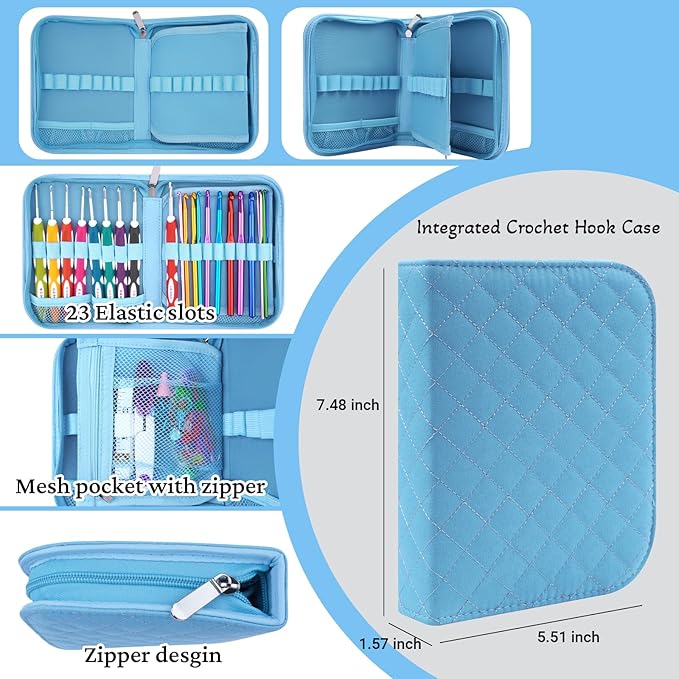 Hobekoee 23 Sizes Crochet Hooks Set with Case,2mm-10mm Ergonomic Crochet Needles for Arthritic Hands,Complete Crochet Kit for Beginners and Experiencer