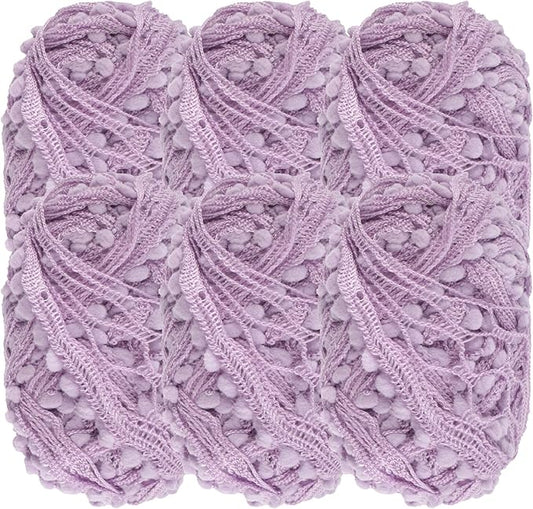 JubileeYarn Fishnet Pom Pom Yarn - 50g Mini Bonbons - Purple - 6 Skeins