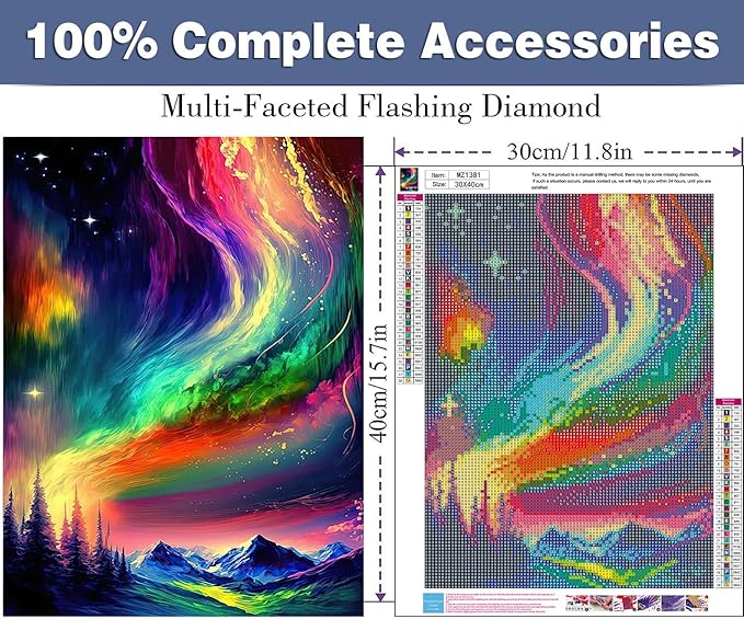 ijbnhd Diamond Art Kits for Adults,5D Aurora Diamond Painting Kits for Adults Beginners, DIY Full Round Drill Aurora Gem Arts Craft for Home Wall Decor 12 X 16Inch