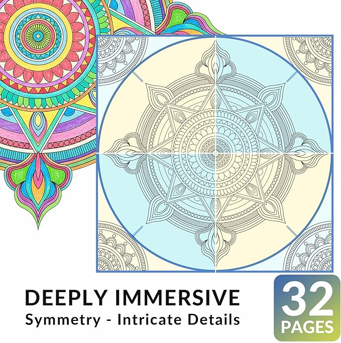 FUN LAVIE Adult Coloring Book - Mandala Coloring Books for Adults Relaxation and Teens Stress Relief, Large Print Spiral Bound Coloring Book for Women,Mandalas Style Mindfulness Stress-Free Patterns