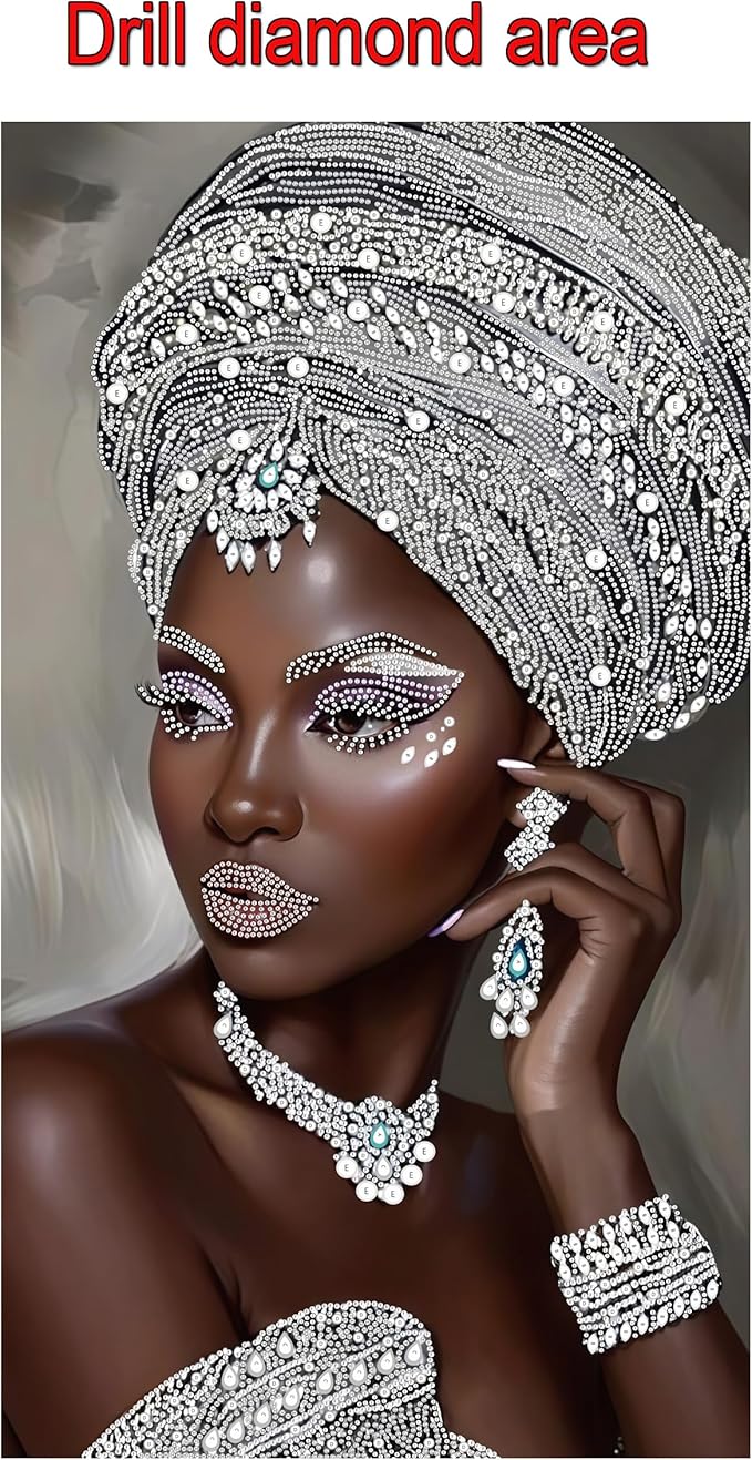 KUFWKEY African Diamond Art Kits for Adults,Partial 5D DIY Diamond Painting kit for Beginners,Special Shaped Diamond Art,Sparkling gem Art,Diamond dots,Mosaic Kits,Home Decor,Large Size 16X28 inch