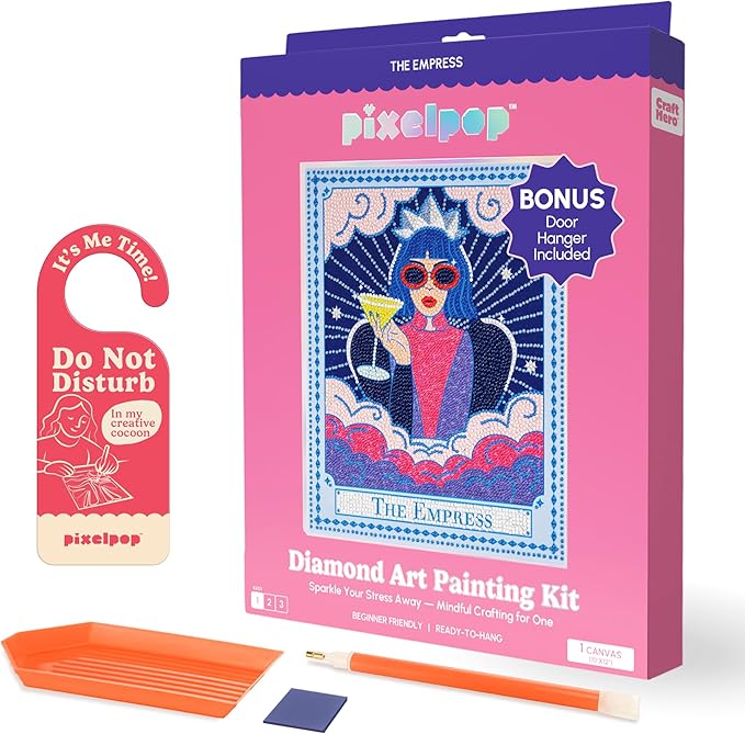 HOUSE OF PARTY Diamond Art Paintings - Diamond Art Kits for Adults with Wood Frame, Playlist & Door Hanger | DIY Craft Kit for Relaxation & Home Decor
