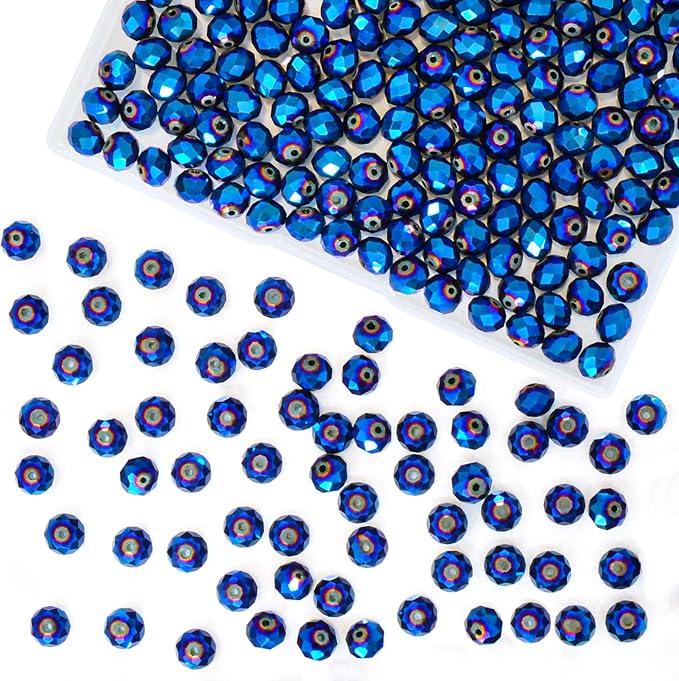 laopottbeads 220pcs 10mm crystal glass beads for jewelry making beads for bracelets necklace pendants making supplies(peacock blue)