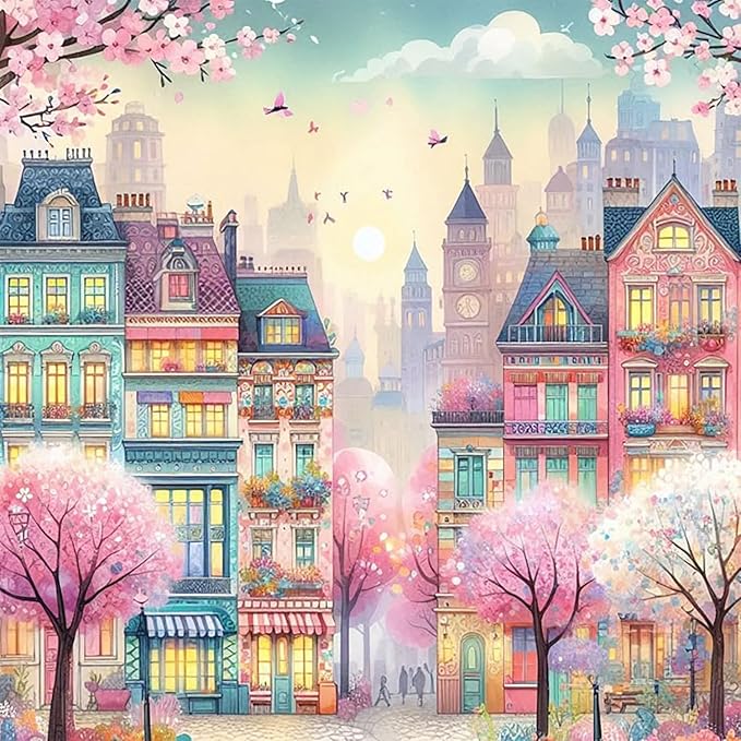 CZYWJMEI 5D House Flower Diamond Painting Kits for Adults Beginners,DIY Suitability Friends Diamond Art,Full Round Drill Diamond Dot Gem Art Kits,Home Wall Decor 12x12 Inch
