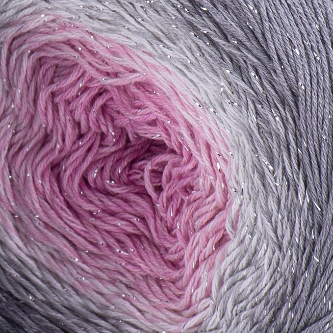 YarnArt Flowers Moonlight – Gradient Cotton Acrylic Yarn with Metallic Lurex, 9.17oz (250g), 1093 Yards – Shiny, Multicolor Cake Yarn for Crochet, Knitting, Shawls & DIY Projects (3293)