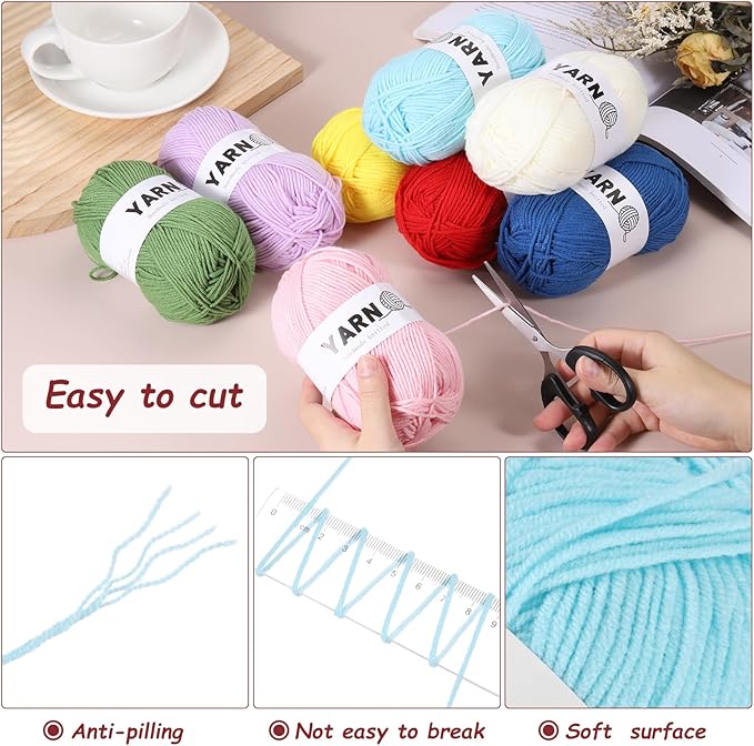 3Pcs Sky Blue Acrylic Yarn 400 Yard 4 Ply Soft Crochet Yarns Sport Weight Yarn,[for DIY Crocheting Knitting Craft Blankets Hats]-150g