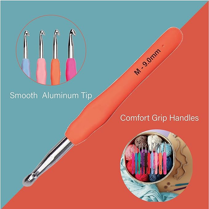 yarniss 20 sizes crochet hooks 0.5mm-10mm, ergonomic crochet hooks set with case for arthritic hands
