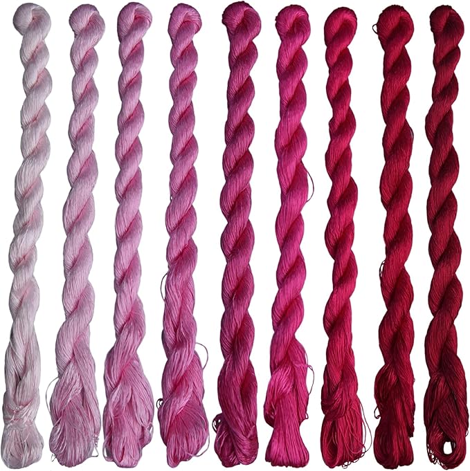 Natural 100% Silk Thread, Handmade Embroidery Thread Silk Floss 9 Colors 110m Each (39)