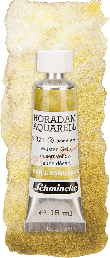 Schmincke - HORADAM® AQUARELL, Super-Granulation Set Desert, 5 x 15 ml tubes, 74 869 097, wooden box, very strong granulating colors, finest, supergranulating watercolors