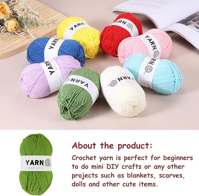 6Pcs Green Acrylic Yarn 790 Yard 4 Ply Soft Crochet Yarns Sport Weight Yarn,[for DIY Crocheting Knitting Craft Blankets Hats]-300g