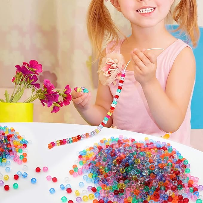 gmma transparent clear pony beads for friendship bracelets for jewelry making 1000 pcs plastic colourful beads for 6x9mm for diy bracelet necklace party decoration supplies