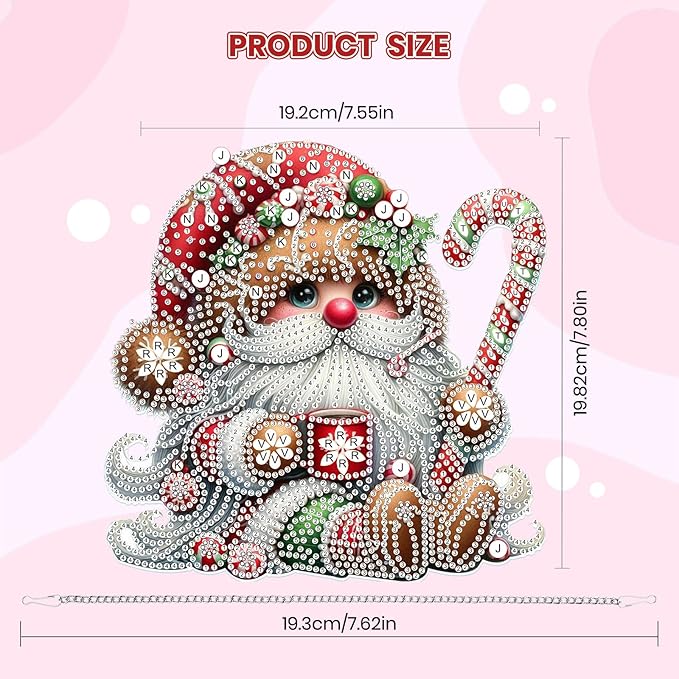MOGTAA Christmas Diamond Art Hanging Kits for Adults Kids, Christmas Gnomes Diamond Art Suncatchers, 5D Special Shape Diamond Painting Window Pendant Kit for Home Garden Wall Decor