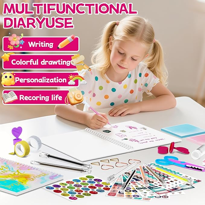 2-pack diy journal kit for girls ages 8-14,diy journal set stationary birthday gifts ideas for girls,art crafts for tween kid scrapbook & diary supplies set