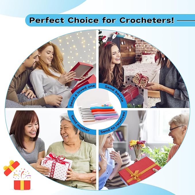 Mayboos 5 Sizes Crochet Hook Set, Large Crochet Hooks Yarn Needle Kits Knitting Needles with Ergonomic Handles for Crocheters Beginners
