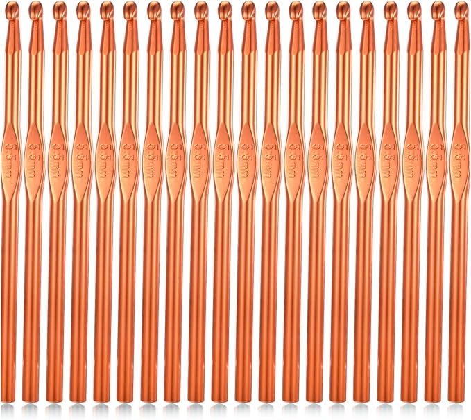 5.5 mm Crochet Hook, 20 Pcs Aluminum Crochet Hooks US Size I (Size 9) Knitting Needles Crochet Supplies for DIY Yarn Crafts Beginners (Orange)
