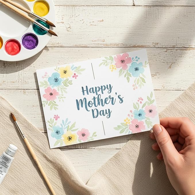 60 Set Watercolor Cards with Envelopes, 140lb/300GSM Cotton Heavyweight Watercolor Paper Cards, 4x6 Inch Foldable Blank Watercolor Postcards and Envelopes DIY Greeting Cards for Wedding Birthday