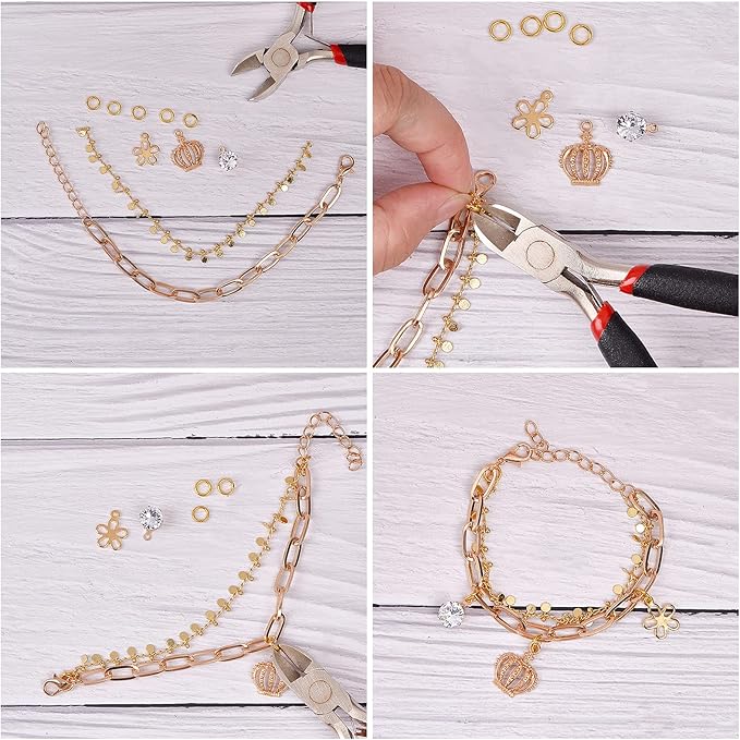 NBEADS 12 Pcs 8" Alloy Paperclip Chains, 12x6x1mm Link Chain Bracelets Necklace with Lobster Claw Clasps for Necklace Jewelry Accessories DIY Making, 3 Colors