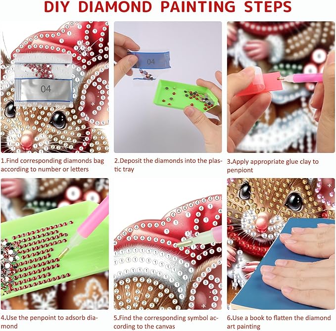 SENQAO Mouse Diamond Art Hanging Kits for Adults Kids, Christmas Diamond Art Suncatchers, 5D Special Shape Diamond Painting Pendant Window Ornament Gifts for Home Garden Door Wall Decor