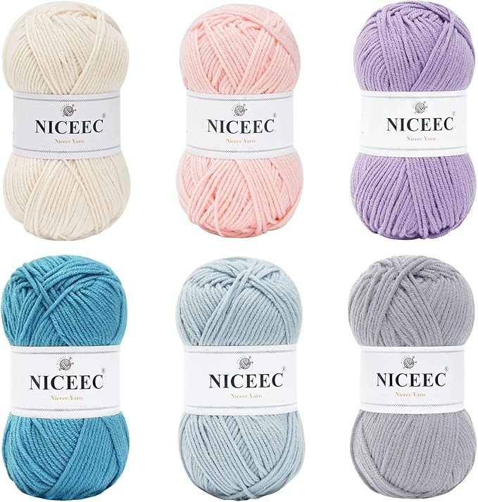 NICEEC 300g Soft Assorted Colors Yarn - Sport Weight,100% Acrylic, 4 Ply, Bonbons Yarn for Crochet & Knit, DIY Project Starter Kit for Kids or Adults(Total 870yds) - Series 9