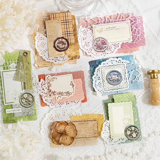 Alideco 400pcs Scrapbook Paper Vintage basic and versatile Scrapbooking Paper for Journaling Supplies, Decorative Craft Paper for Junk Journals (zhijianyouju)