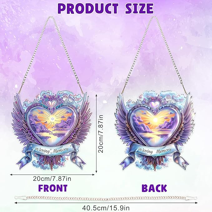 DOMROM Heart Diamond Art Hanging Kits for Adults Beginners, Special Shaped Crystal Diamond Painting Heart Pendant, DIY Diamond Art Suncatchers Valentine's Day for Home Garden Wall Decor Gift