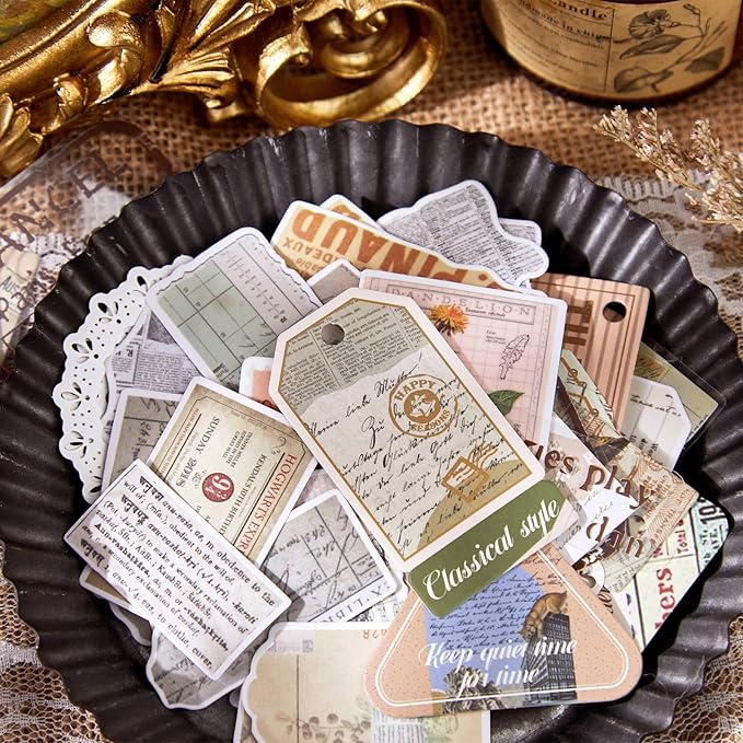 Flartmo 284 Pcs Complete Scrapbook Supplies Kit, Vintage Old Times Scrapbook Paper & Stickers, Junk Journal Scrapbooking Supplies Kit for Journaling, Scrapbooking Embellishments, Planner, Card