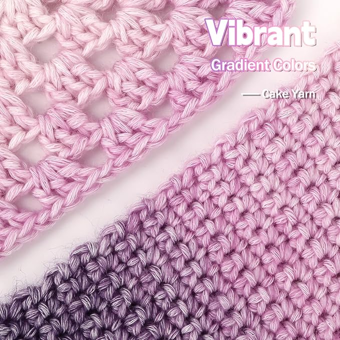 Katech Gradient Cake Yarn for Crocheting-Multicolor Soft Rainbow Cotton Crochet Yarn for Scarves, Shawls, Blankets, and Garments(C)