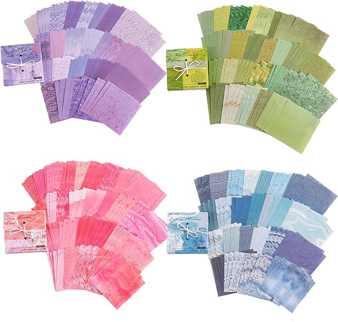 400 PCS Vintage Scrapbook Paper - Multi-colored (Pink, Gray, Blue, Green) - 3.15 x 3.15 Inch Square Glossy Paper - Decorative Paper Supplies for Scrapbooking, Crafts