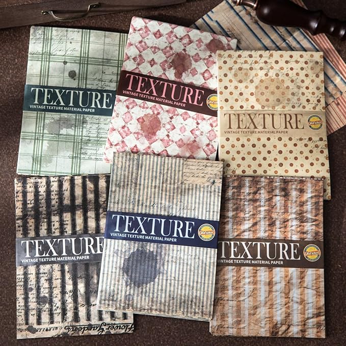 180 Sheets Vintage Stripe Pattern Scrapbook Paper, 3.9x5.5 Inch, 6 Assorted Set Background Decorative Paper Ephemera for Junk Journaling Supplies, Scrapbooking, Collage
