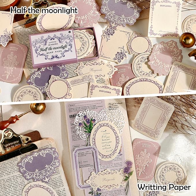 120 Pcs Embossed Scrapbooking Paper & Journaling Supplies, 160gsm Textured Scrapbook paper with Grass Fibers, Vintage Scrapbook Label Tags Set for Junk Journal Supplies, Card Making & DIY - 4 Boxes