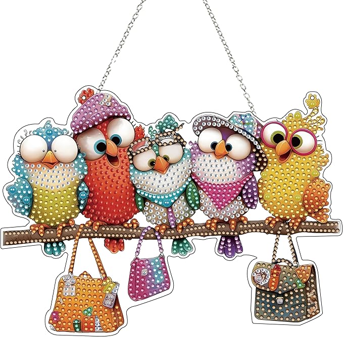 DIY 5D Diamond Art Kit for Adult – Gem Art Window & Wall Pendant, Acrylic Diamond Painting Ornament for Home & Garden Decoration (Bird)