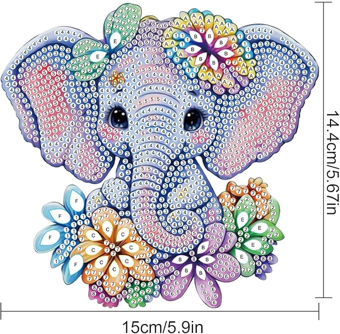 Elephant Diamond Painting Hanging Kit, DIY 5D Crystal Acrylic Pendant Ornament, Diamond Art Window and Wall Hanging for Adults, Elephant DIY Diamond Painting Art, Handmade Home Décor Gift