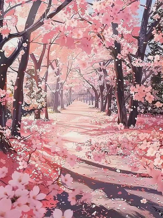 mrpwnle Diamond Art Kits for Adults, Cherry Blossom Forest Diamond Painting Kits for Adults Beginners, DIY 5D Full Round Drill Gem Art Diamonds Kit for Gift Home Wall Decor 12 X 16Inch
