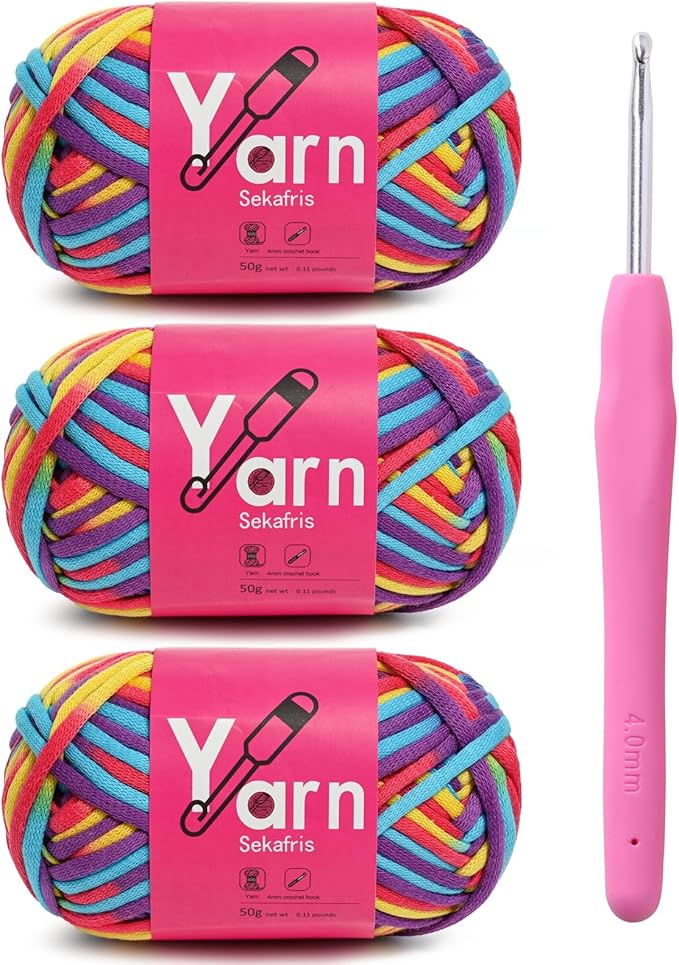 Crochet Yarn with Cotton Yarn for Crocheting - Crochet Knitting Yarns for Beginners with Easy-to-See Stitches - Yarn for Crocheting - Parfait Chunky Yarns -Cotton-Nylon Blend (A10)