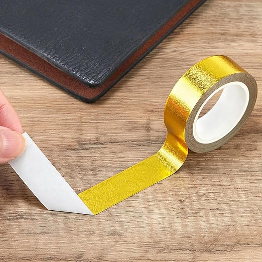 QDiShi Yellow Gold Washi Tape for Wall Decor Decorative,Foil Masking Tape Low Tack Self Adhesive Decorative Washi Tape Shiny Metallic Color 0.59in x66FT
