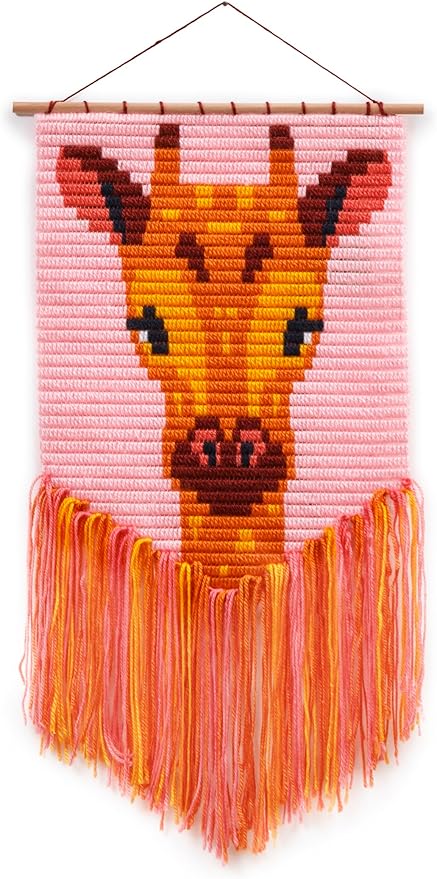 sozo growing up creative Giraffe 3D Wall Art Needlepoint Kit – Beginner Yarn Embroidery Craft for Kids Plastic Canvas Animal Tapestry Project with Display Frame
