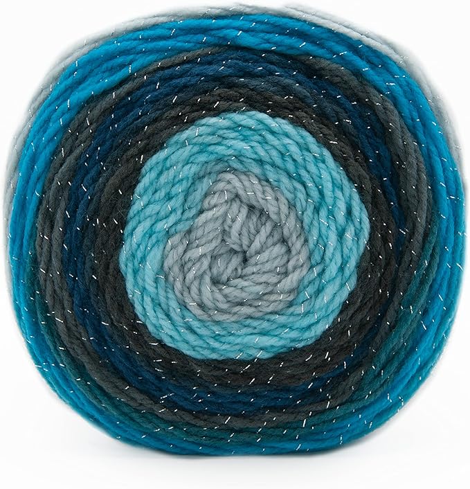 (3 Pack) Lion Brand Yarn Mandala Sparkle Yarn, Aquarius