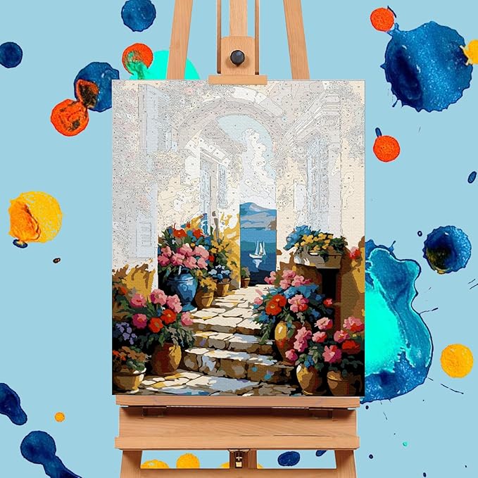 Paint by Numbers Kit for Adults - Seaside Acrylic Adult Paint by Number Kits on Canvas for Beginner, Seascape Landscapes DIY Oil Painting by Numbers for Adults Kit, Perfect for Home Decor Gift 16"x20"