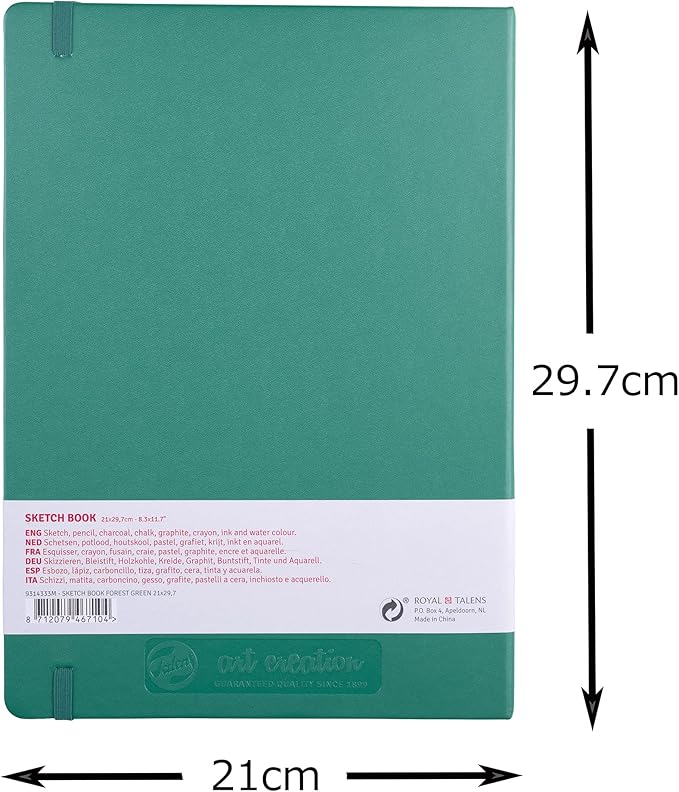 Talens Art Creation T9314-333M 452272 Talens Art Creation Sketchbook Drawing Notebook 8.3 x 11.8 inches (21 x 30 cm) Forest Green