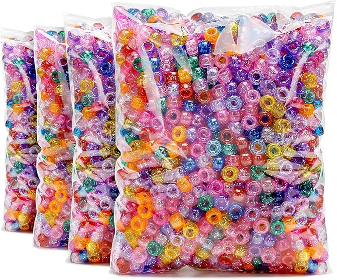 praisebank pony beads, 4000pcs glitter color, beads for jewelry making, beads for crafts, beads for hair braids.
