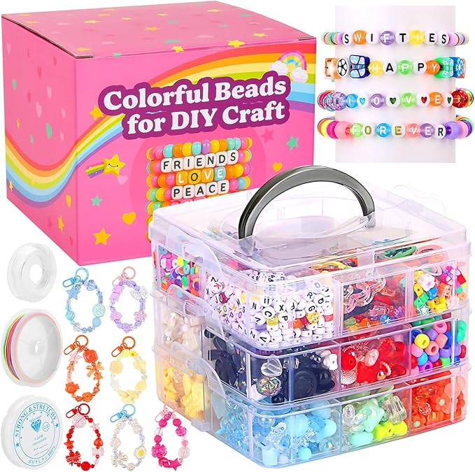 3123Pcs Assorted Acrylic Beads Kit for DIY Bracelets Making with Cute Candy Butterfly Flower Heart Kawaii Color Bead Charms for Creativity Fun Jewelry Craft Aesthetic to Make Necklaces Keychains