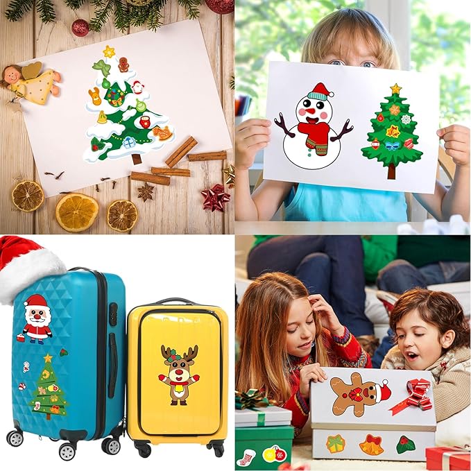 smilinfit christmas stickers for kids, 36 sheets make your own christmas crafts party favors for kids boys girls, holiday stickers party games activities goody bag stuffers gifts
