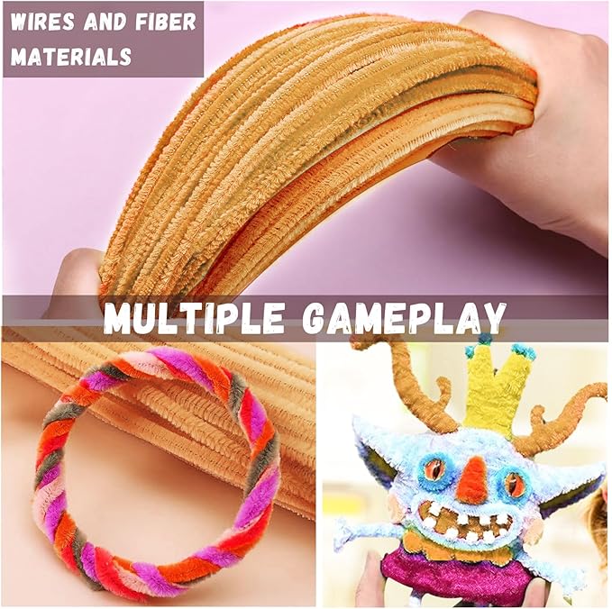 Light Brown Pipe Cleaners Crafts,Art Supplies,200pcs Chenille Stem,Solid Color Pipe Cleaners Set for DIY Art Creative Crafts and Decorations,limpia Pipas,Craft Supplies,Halloween Gifts