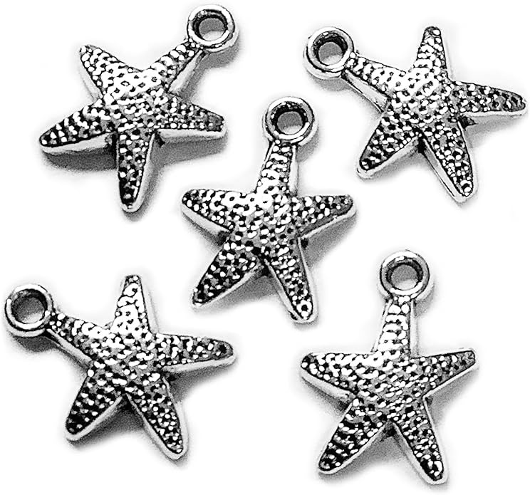 Heather's cf Silver Sea Charms – Antique Pendants, Non-Tarnish, Lead-Free & Nickel-Free, Bulk Ocean Animal Charms for DIY Jewelry, Bracelets, Necklaces, Earrings, Beach Craft Supplies (Sea Animals)