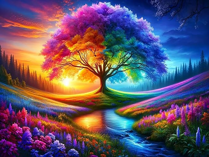 ijbnhd Tree of Life Diamond Art Kits for Adults, Tree of Life Diamond Painting Kits for Adults, DIY Full Drill Gem Art Crystal Rhinestone for Wall Home Decor 16X12inch